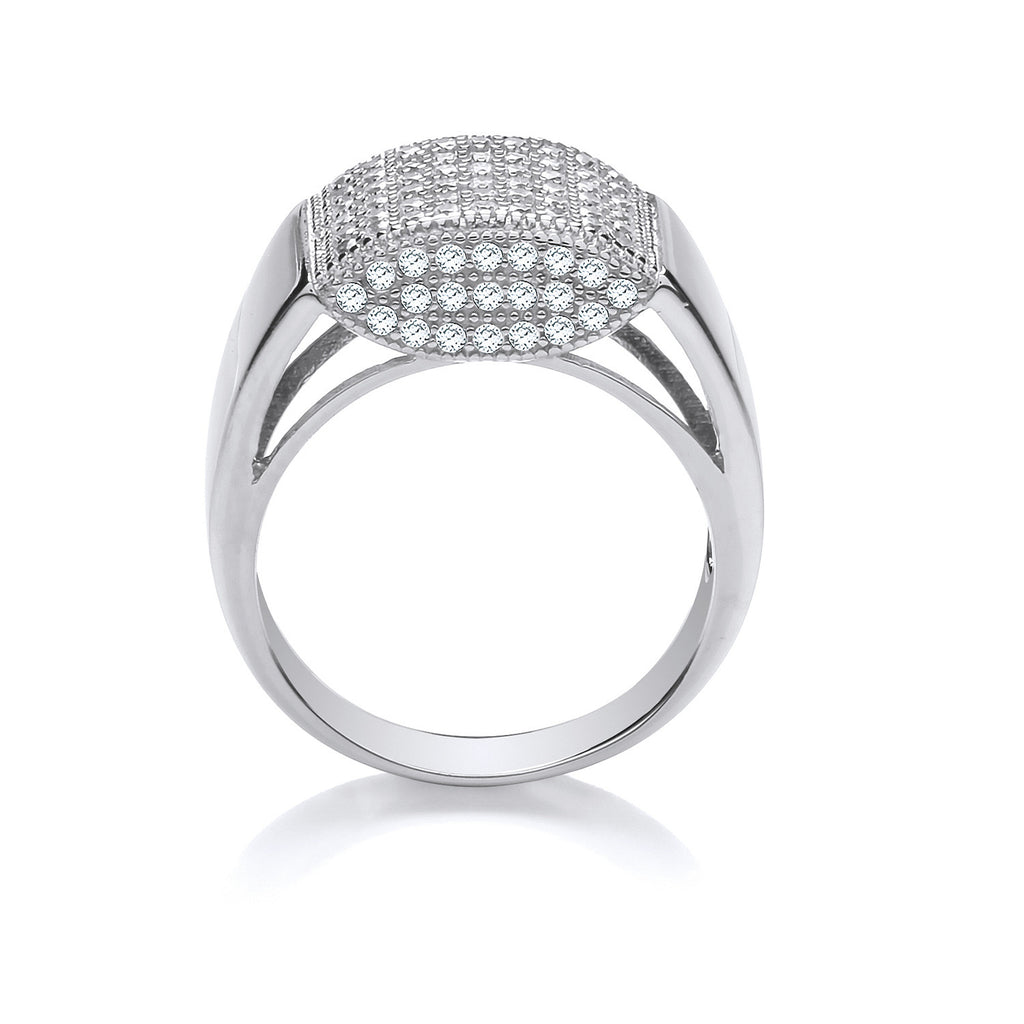 Sterling Silver Micro-Pave Cubic Zirconia Gents Ring