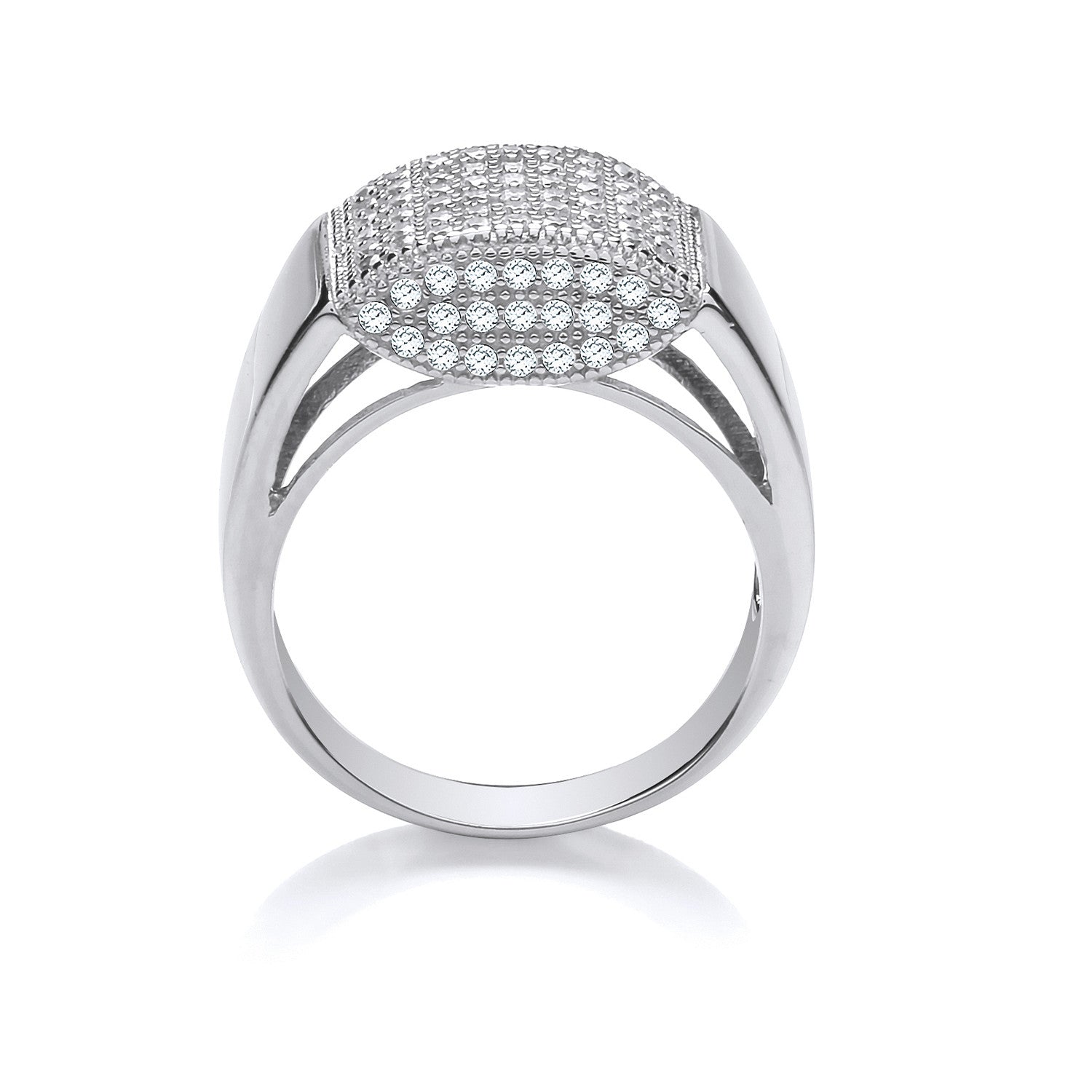 Sterling Silver Micro-Pave Cubic Zirconia Gents Ring