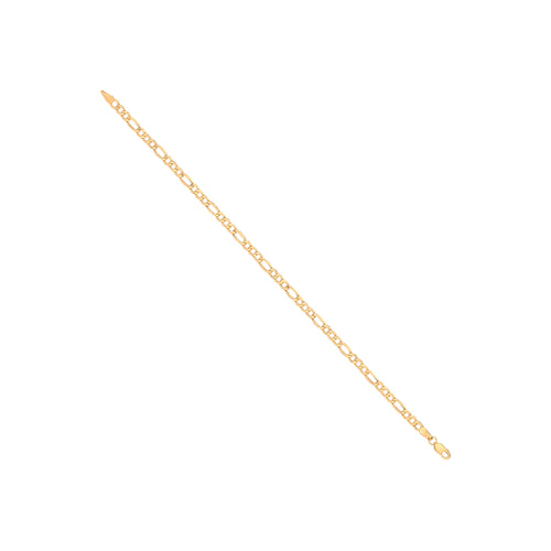 14ct Yellow Gold Hollow Beveled Figaro 3.4mm Chain