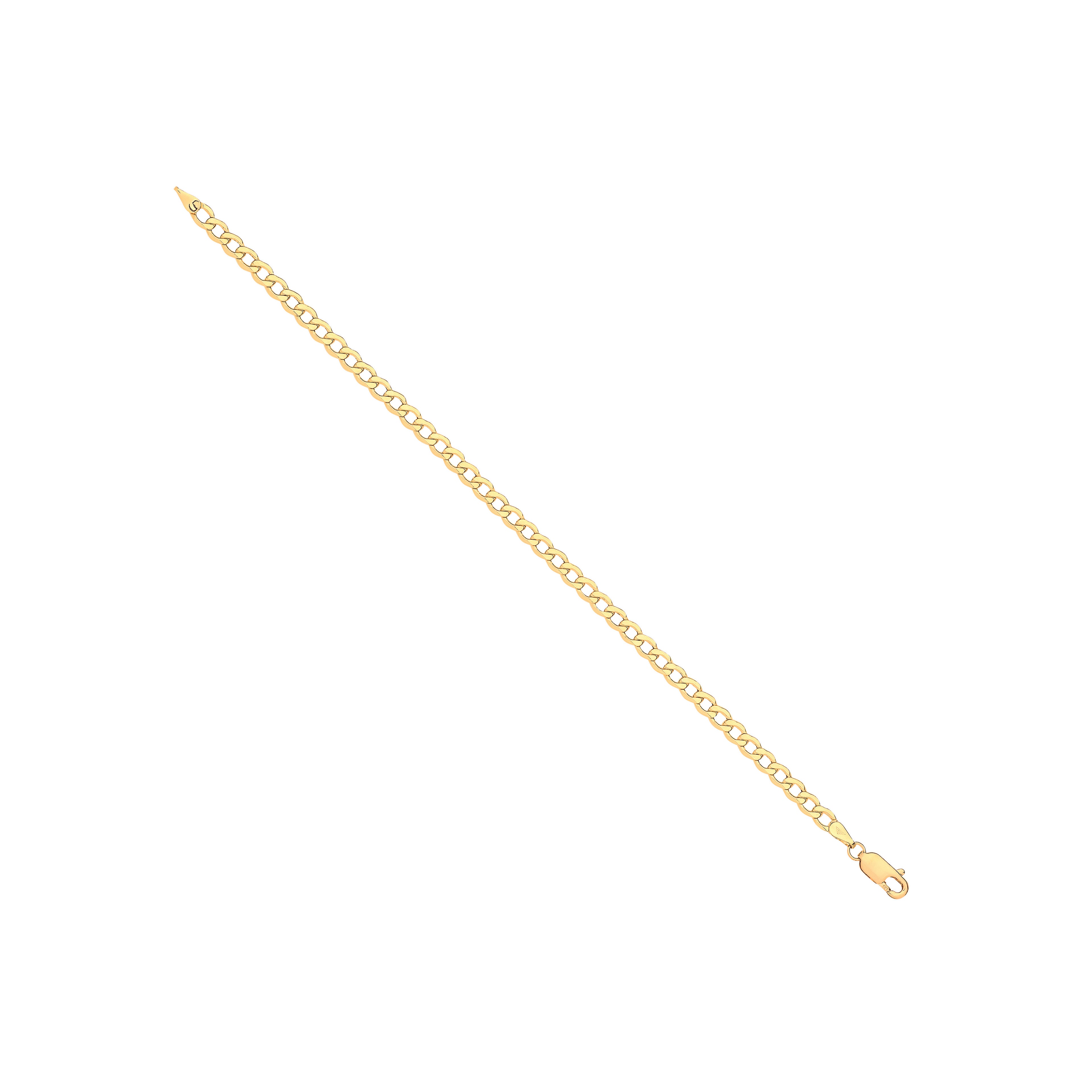 14ct Yellow Gold Hollow Beveled Curb 4.0mm Chain