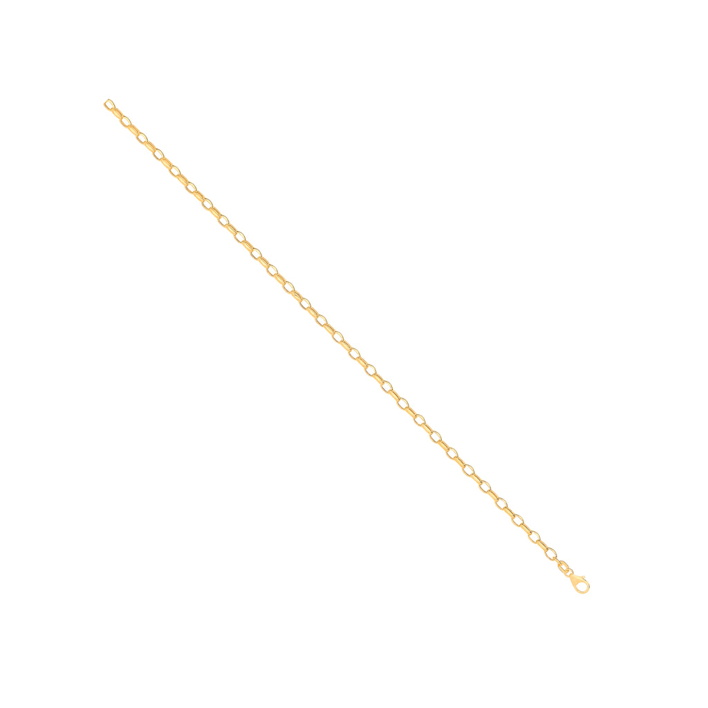 14ct Yellow Gold Hollow Oval Faceted Belcher 3.5mm Chain