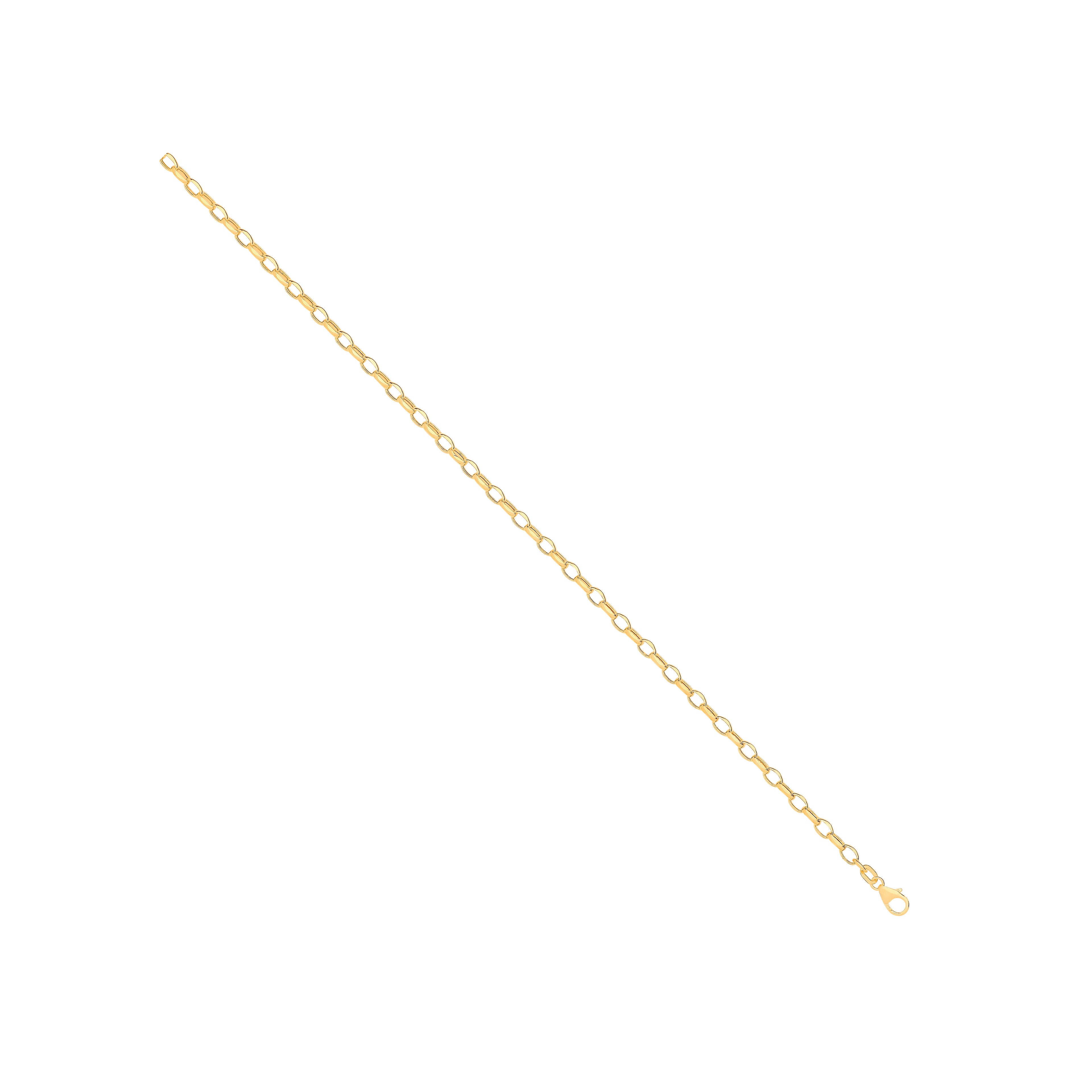 14ct Yellow Gold Hollow Oval Faceted Belcher 3.5mm Chain