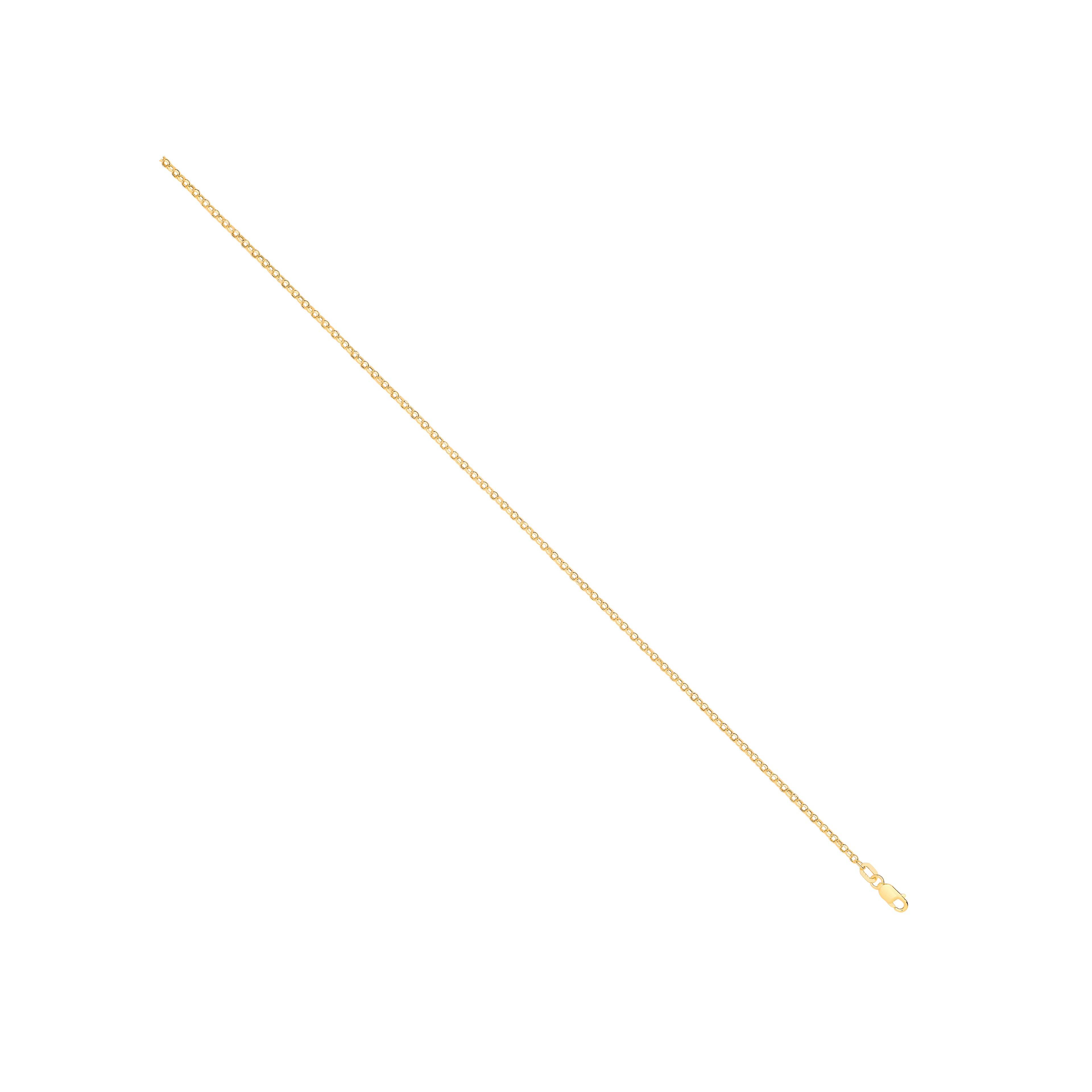 14ct Yellow Gold Hollow Round Diamond Cut Belcher 1.9mm Chain
