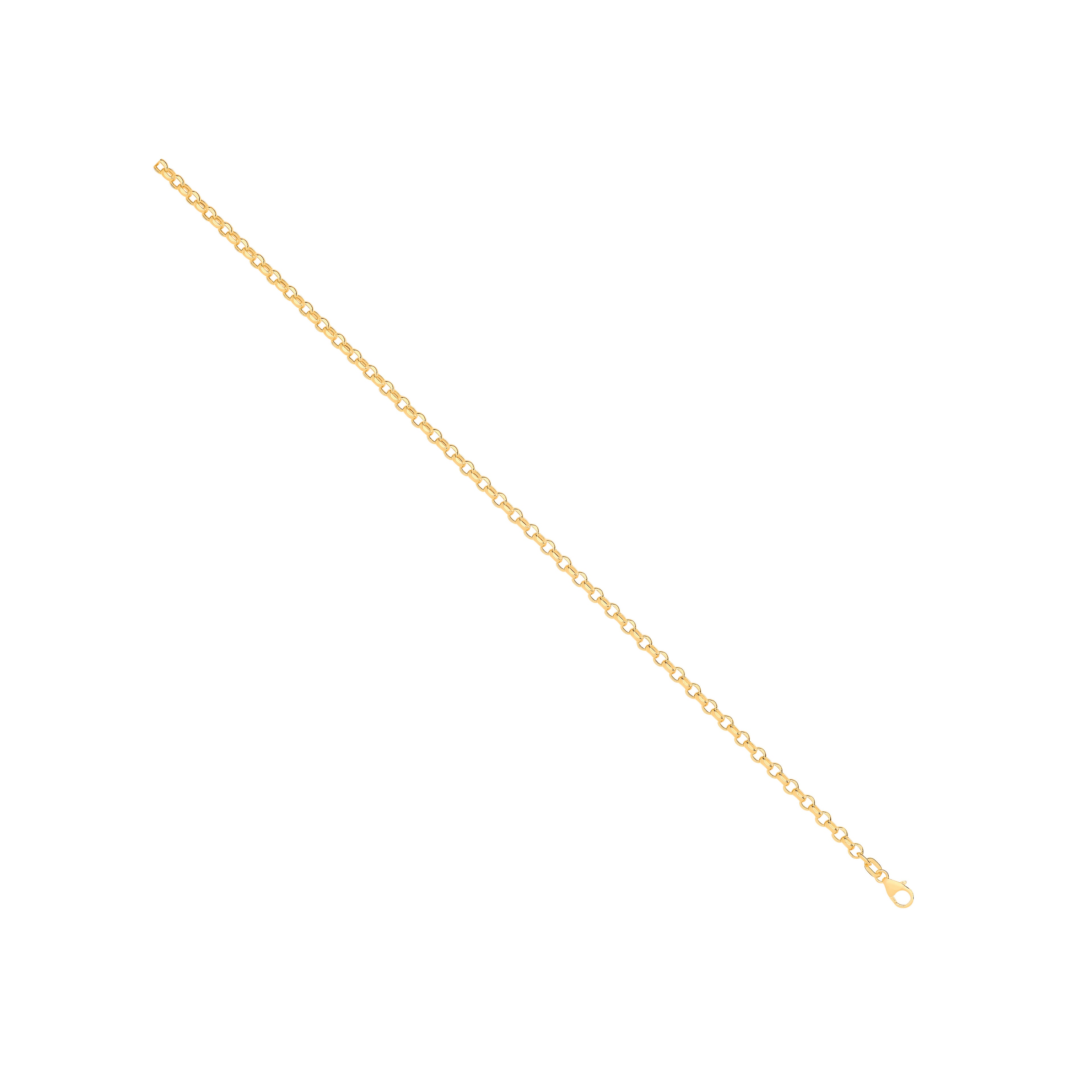 14ct Yellow Gold Hollow Round Diamond Cut Belcher 3.3mm Chain