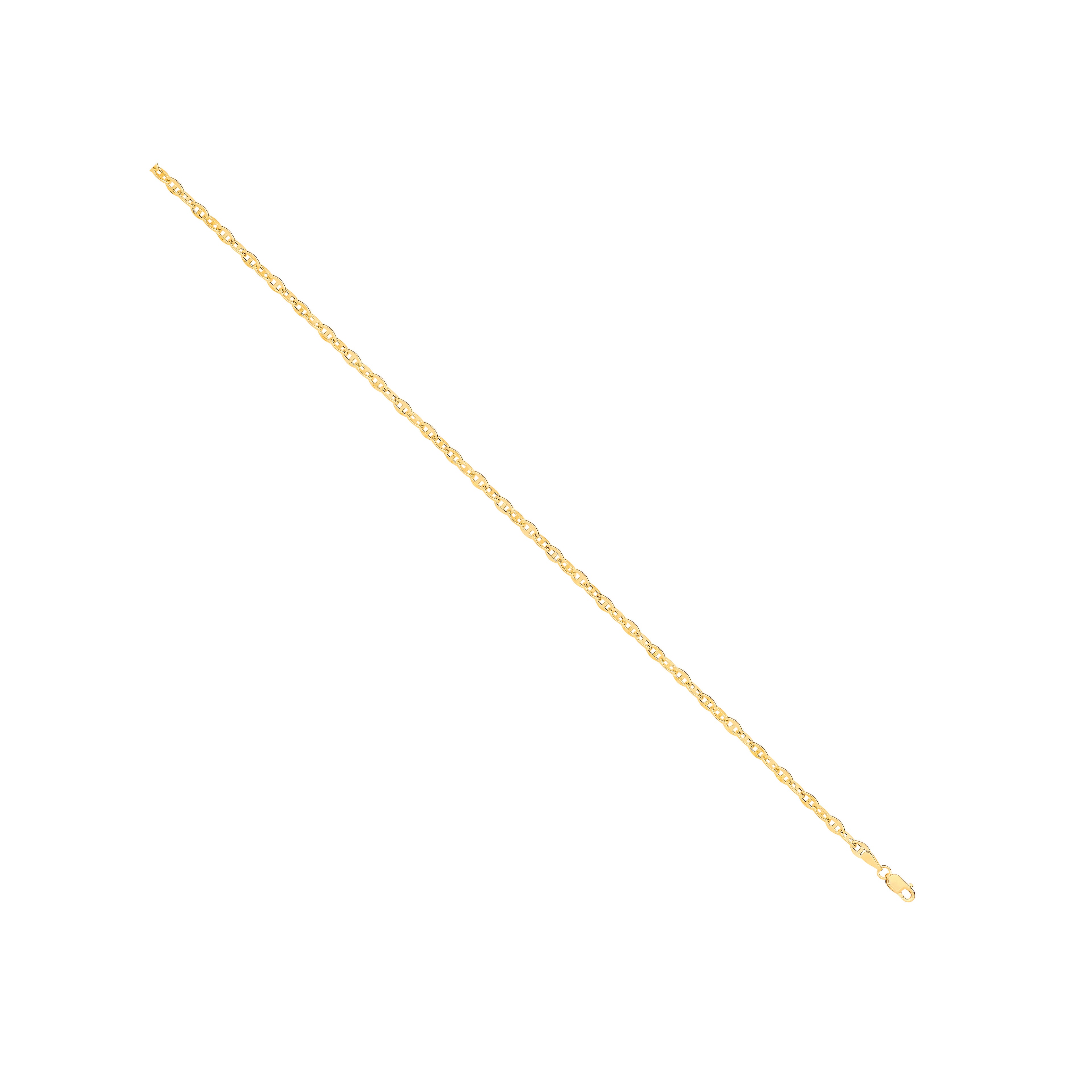 14ct Yellow Gold Hollow Shiny Anchor 3.3mm Chain