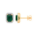18k Yellow Gold 0.16ctw Diamond & 2.08ctw Emerald Earrings