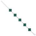 Sterling Silver Green Four Leaf Clover Bracelet