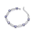 Tanzanite Colour Cubic Zirconia Sterling Silver Ladies Bracelet