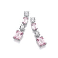 Pink & Clear Cubic Zirconias Sterling Silver Drop Earrings