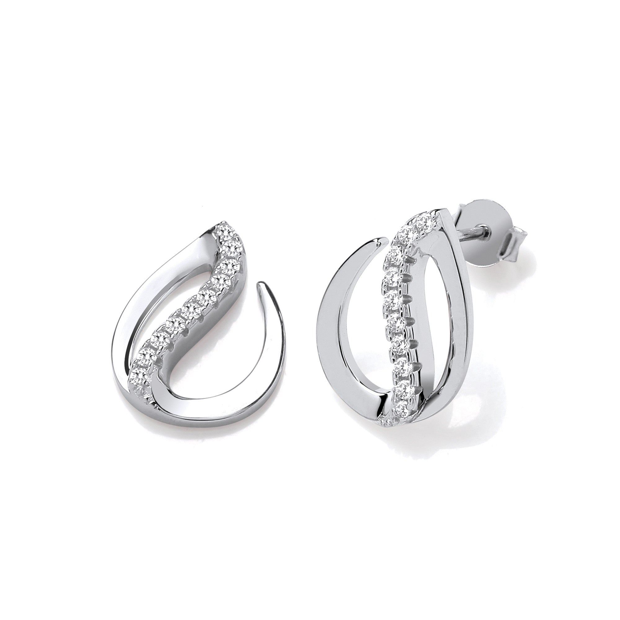 Flat Teardrop Sterling Silver Stud Earrings
