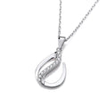 Flat Teardrop Sterling Silver Pendant with Chain