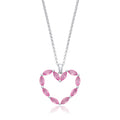 Pink Heart Sterling Silver Drop Necklace
