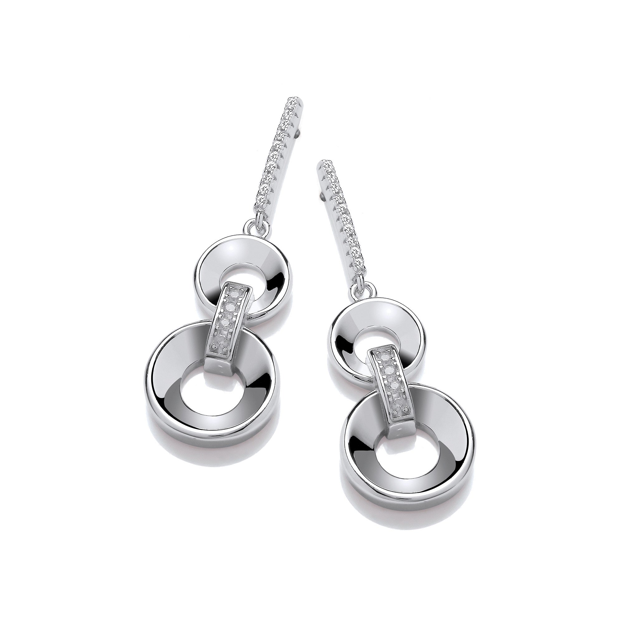 Circles Sterling Silver Drop Earrings