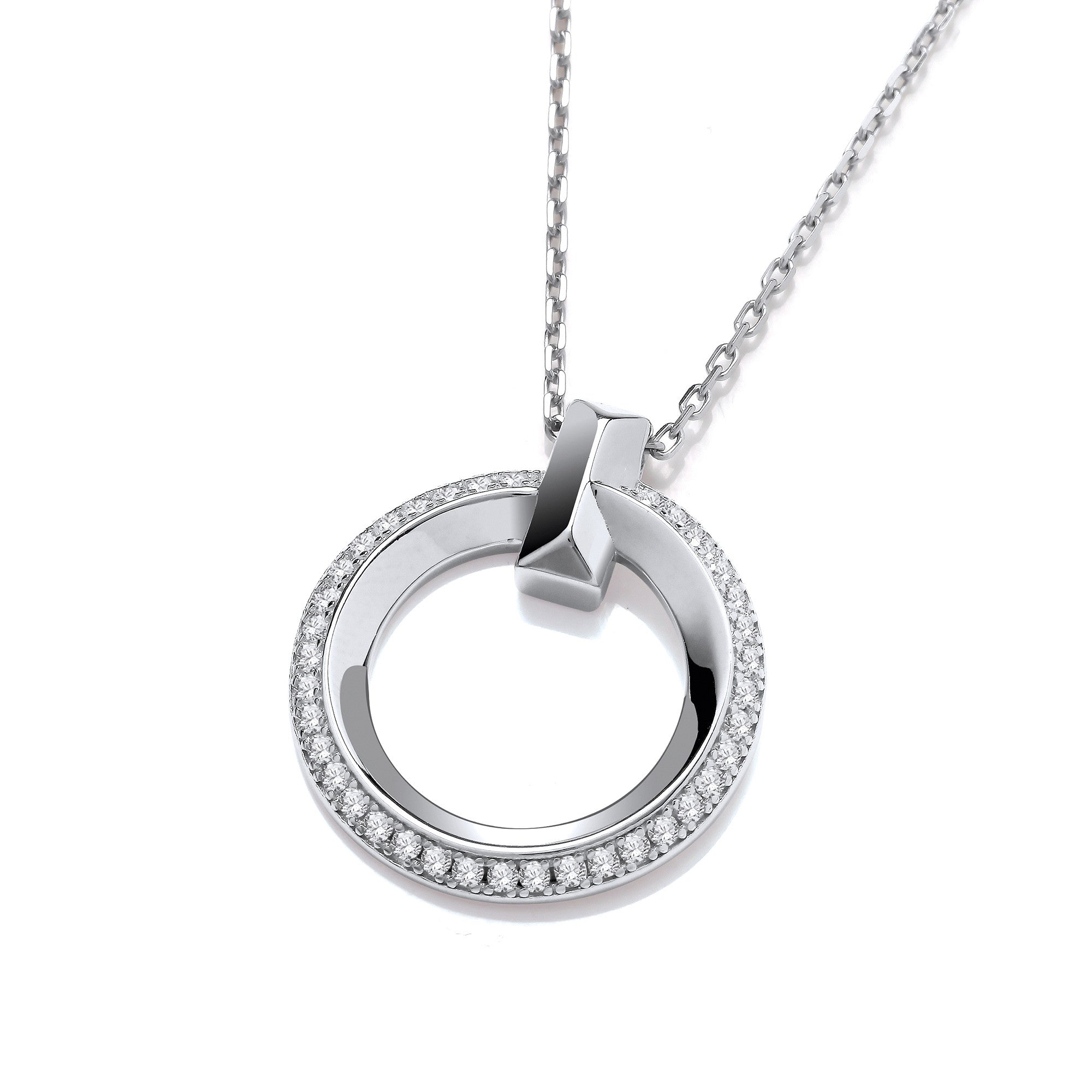 Circle of Life Cubic Zirconia Sterling Silver Pendant with Chain