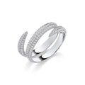 Cross-Over Two Bands Cubic Zirconias Sterling Silver Ring