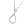 Teardrop Baguette Cubic Zirconias Sterling Silver Pendant with Chain