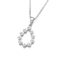 Sterling Silver Rubover Teardrop Cubic Zirconia Pendant with Chain