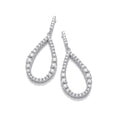 Sterling Silver Teardrop Cubic Zirconia Long Earrings
