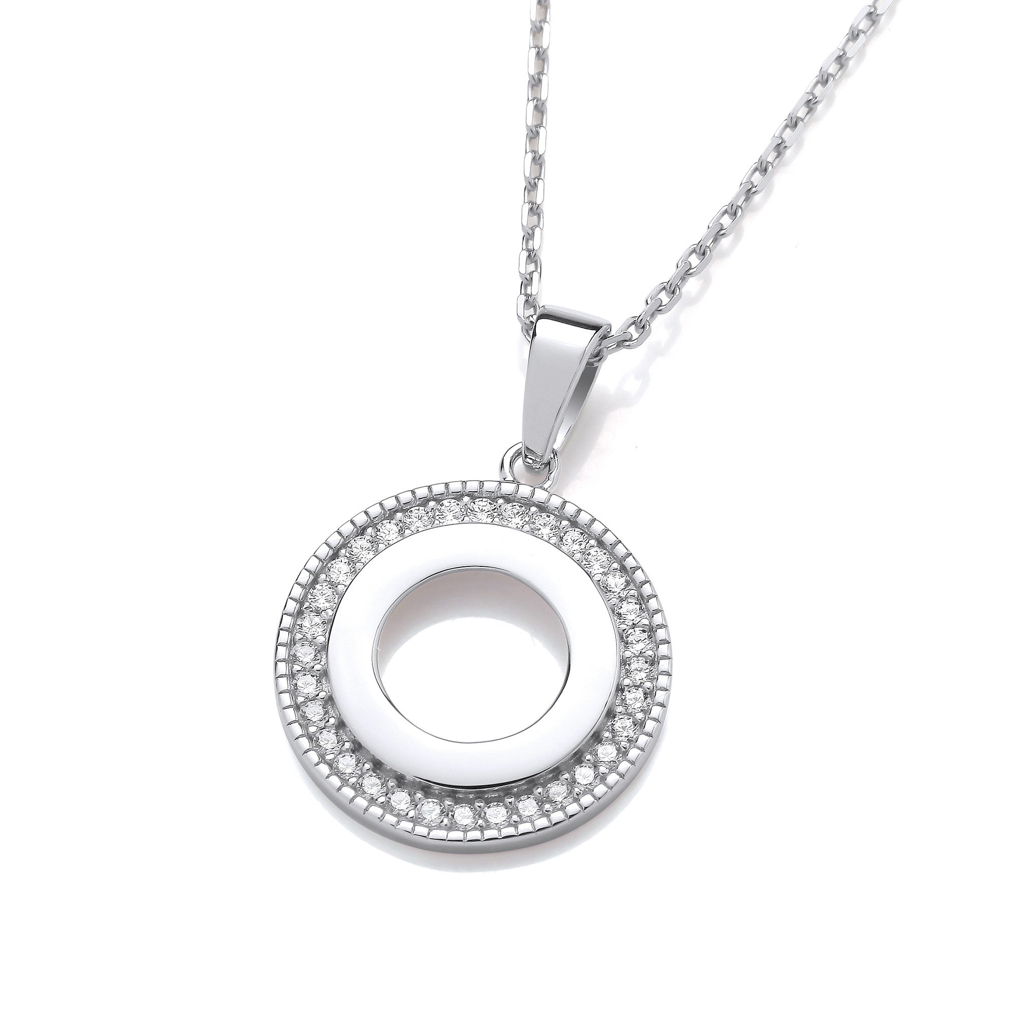 Sterling Silver Circle of Life Cubic Zirconia Pendant with Chain