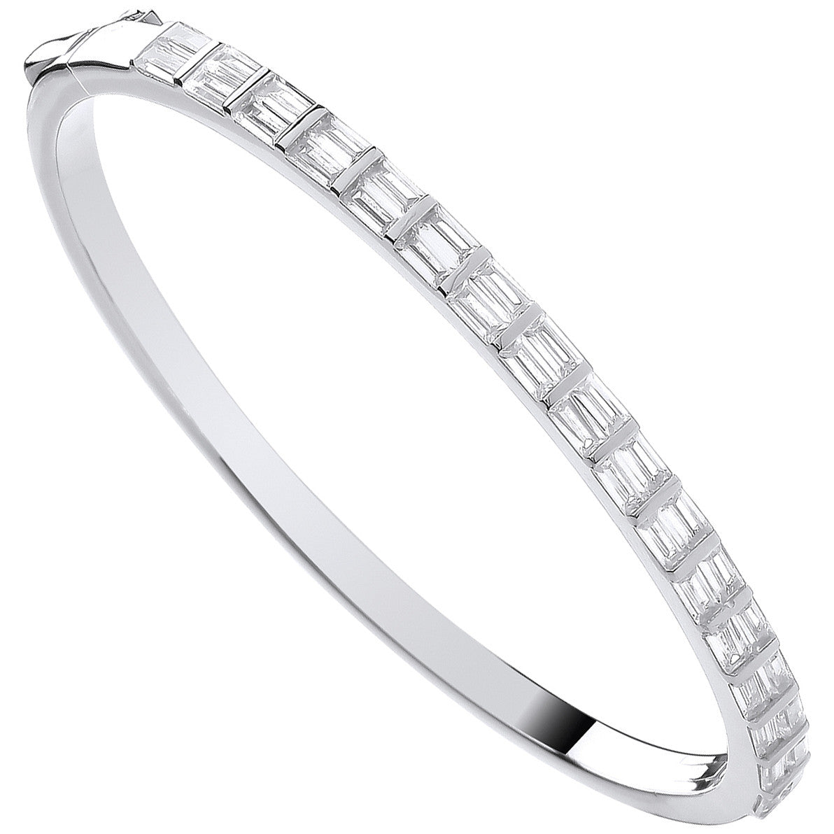 Sterling Silver Baguette Cubic Zirconias Ladies Bangle