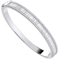 Sterling Silver Hinged Baguette & Round Cubic Zirconias Bangle