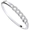 Sterling Silver Curb Link Style Cubic Zirconia Bangle