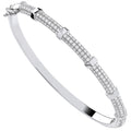 Sterling Silver Cubic Zirconia Bangle with Hex Nuts