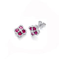 Red Four Leaf Clover Cubic Zirconia Stud Earrings