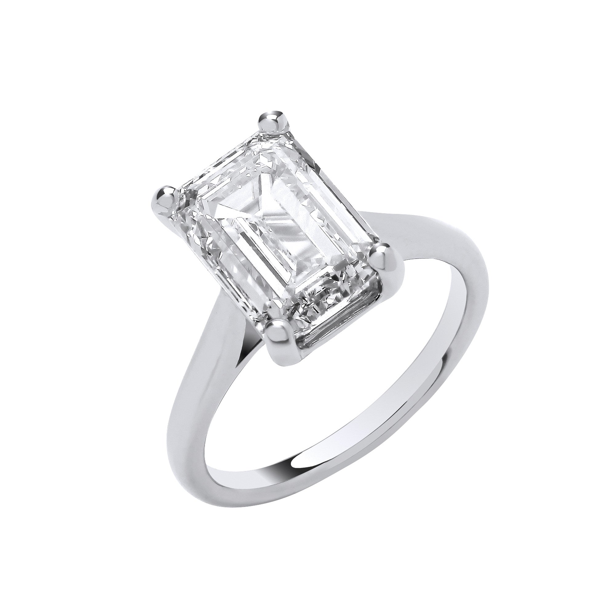 18ct White Gold 5.00ctw Emerald Cut Lab Grown Diamond Ring IGI Certified