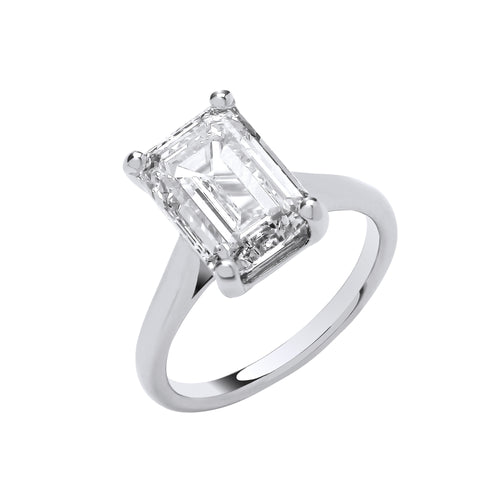 18ct White Gold 5.00ctw Emerald Cut Lab Grown Diamond Ring IGI Certified