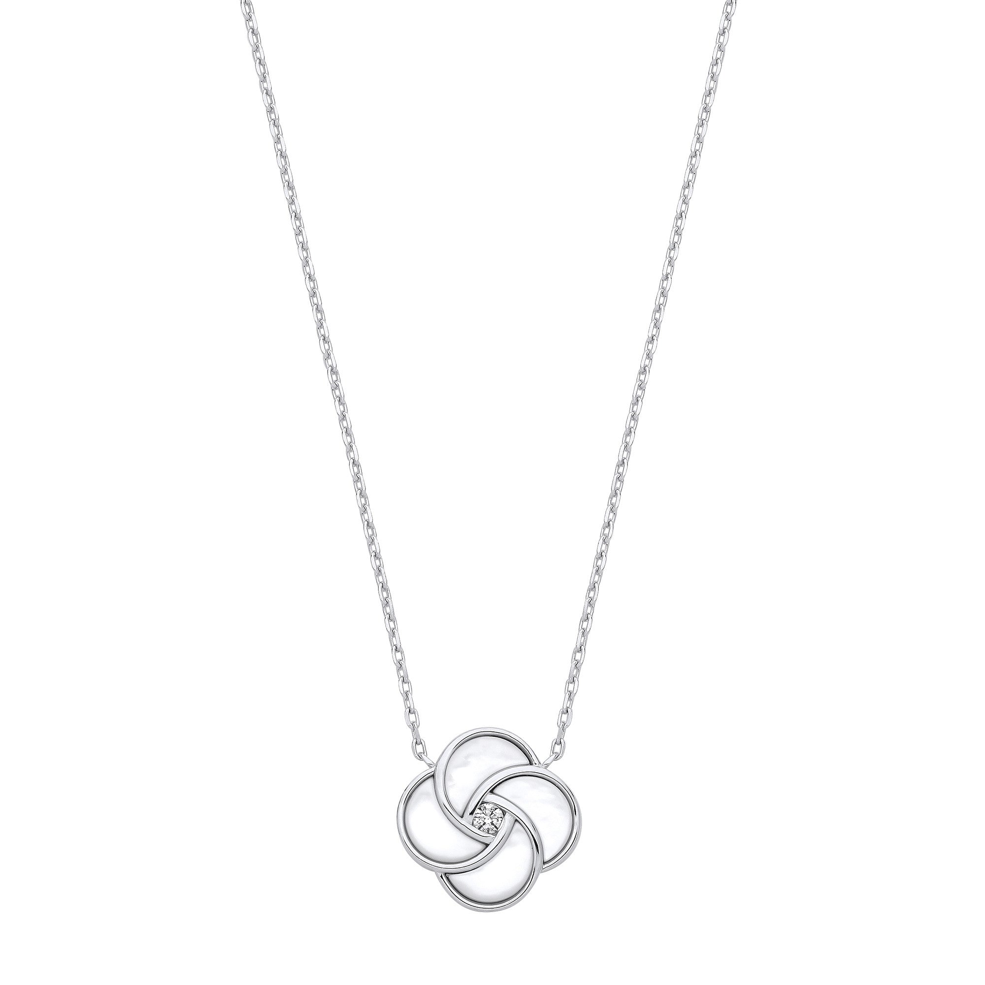 Sterling Silver White Shell Swirl Necklace