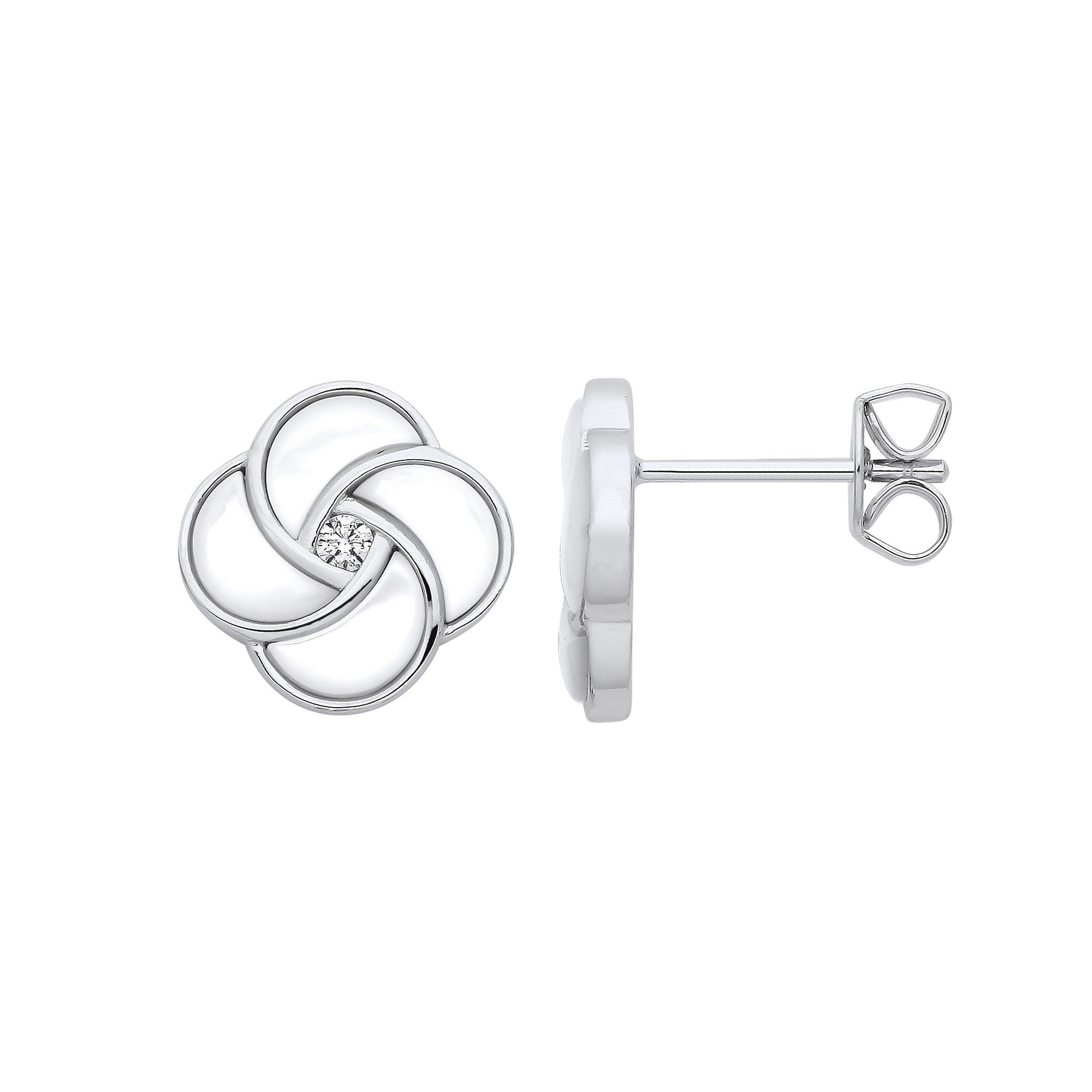 Sterling Silver White Shell Swirl Stud Earrings