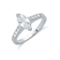 Sterling Silver Claw Set Marquies Cut Cubic Zirconia Solitaire Ring