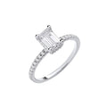 18ct White Gold 1.23ctw Emerald Cut Lab Grown Hidden Halo Diamond Ring IGI Certified