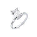 18ct White Gold 2.25ctw Emerald Cut Lab Grown Hidden Halo Diamond Ring IGI Certified