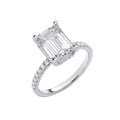 18ct White Gold 3.30ctw Emerald Cut Lab Grown Hidden Halo Diamond Ring IGI Certified