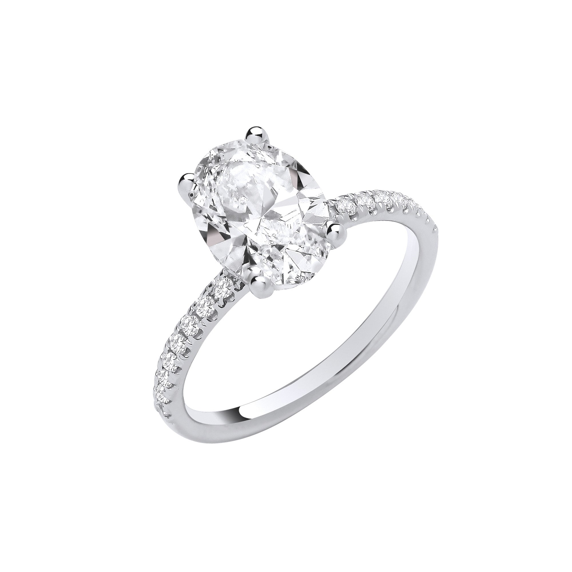 18ct White Gold 2.24ctw Oval Lab Grown Hidden Halo Diamond Ring IGI Certified