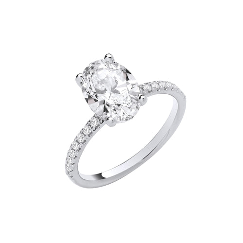 18ct White Gold 2.24ctw Oval Lab Grown Hidden Halo Diamond Ring IGI Certified