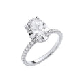 18ct White Gold 3.28ctw Oval Lab Grown Hidden Halo Diamond Ring IGI Certified