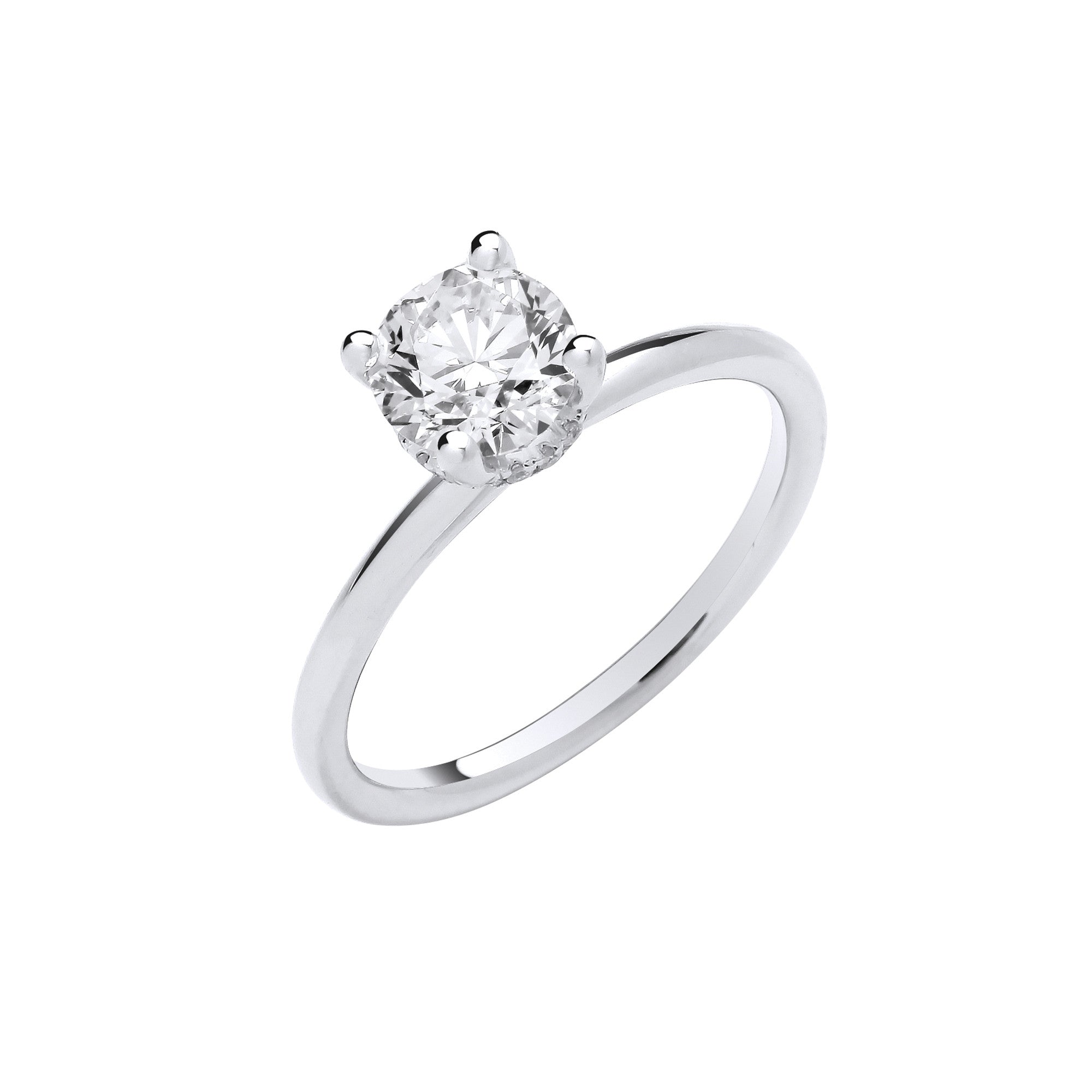 18ct White Gold 1.05ctw Solitaire Lab Grown Hidden Halo Diamond Ring IGI Certified