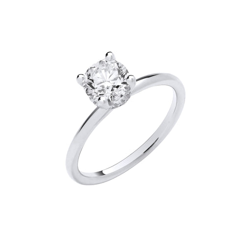 18ct White Gold 1.05ctw Solitaire Lab Grown Hidden Halo Diamond Ring IGI Certified
