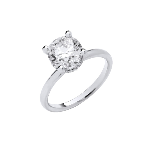 18ct White Gold 2.07ctw Solitaire Lab Grown Hidden Halo Diamond Ring IGI Certified