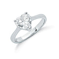 Sterling Silver Claw Set Heart Cut Cubic Zirconia Solitaire Ring