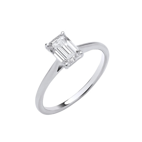 18ct White Gold 1.00ctw Emerald Cut Lab Grown Diamond Ring IGI Certified