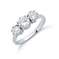 Sterling Silver Claw Set Cubic Zirconia Trilogy Ring