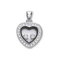 Sterling Silver Floating Cubic Zirconia Heart Pendant