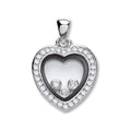 Sterling Silver Floating Cubic Zirconia Heart Pendant