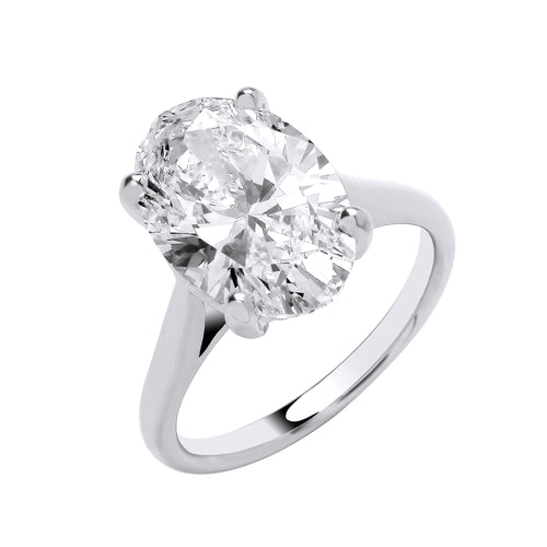 18ct White Gold 5.00ctw Oval Cut Lab Grown Diamond Ring IGI Certified