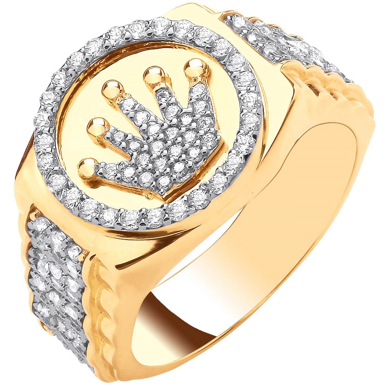 9ct Yellow Gold Cubic Zirconia Crown Ring