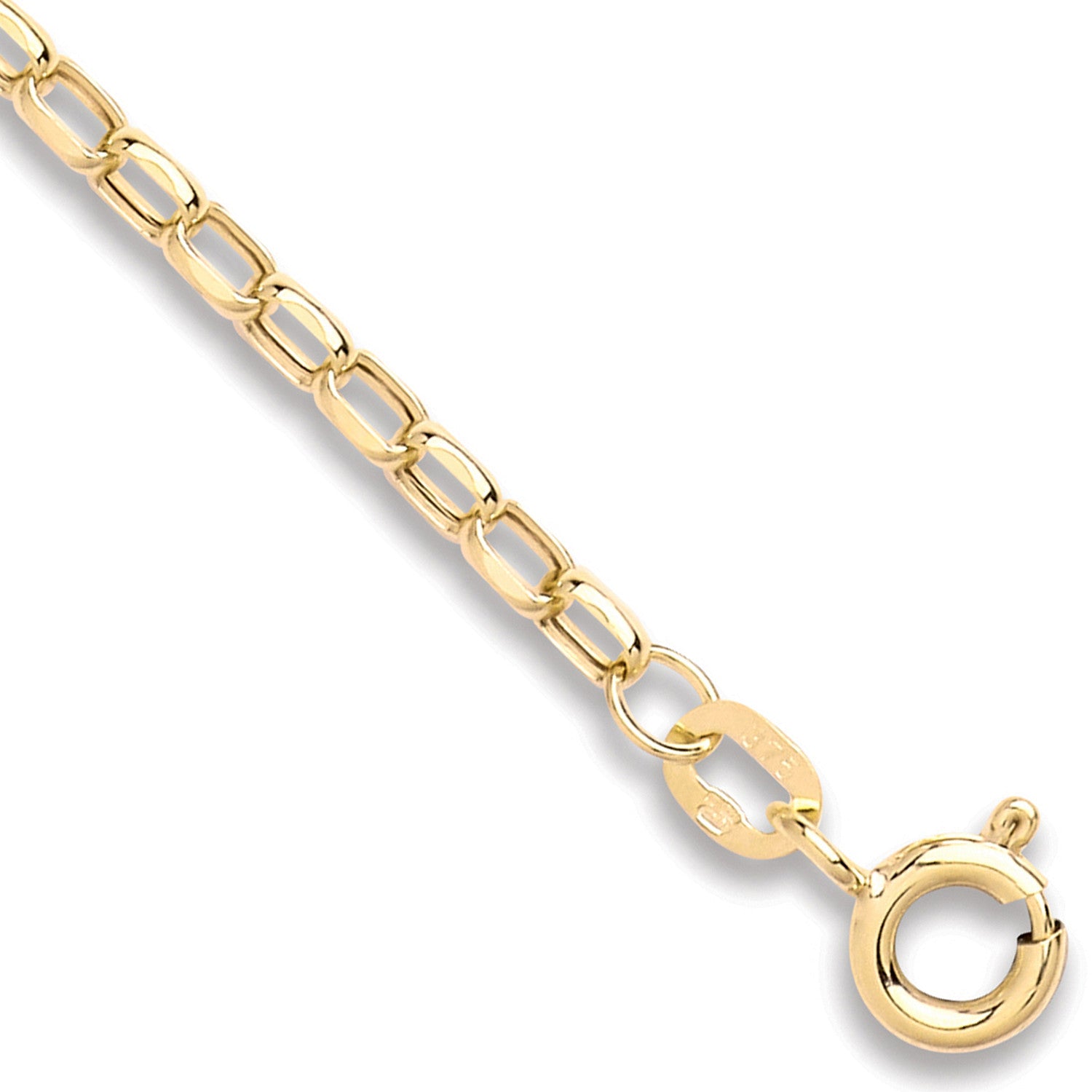 9ct Yellow Gold 2.5mm Hollow Diamond Cut Belcher